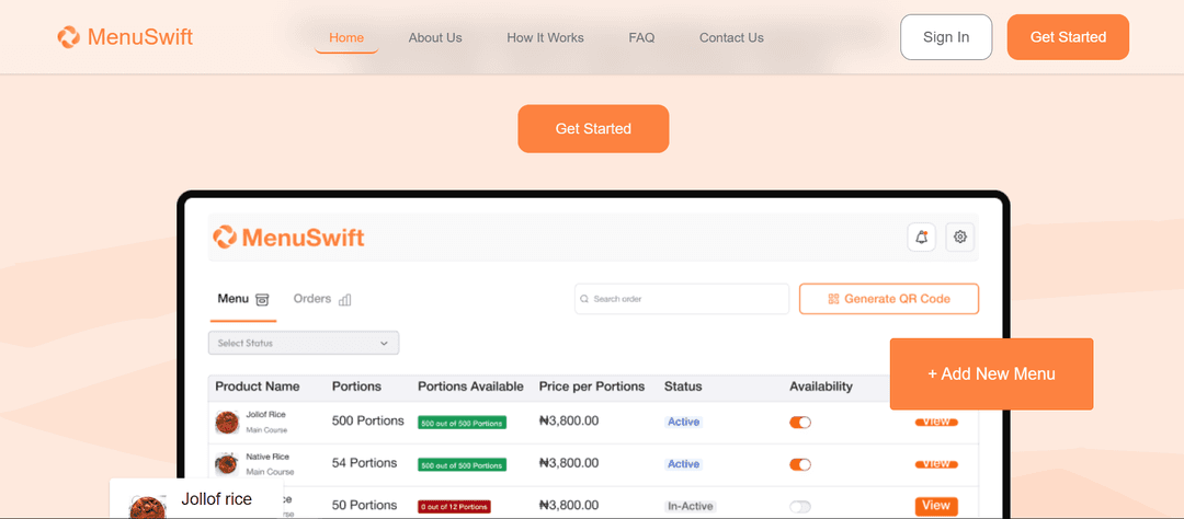 Menu Swift
